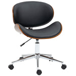 Chaise de bureau design vintage hauteur réglable pivotant 360° bois peuplier revêtement synthétique 53 x 53 x 77-87 cm