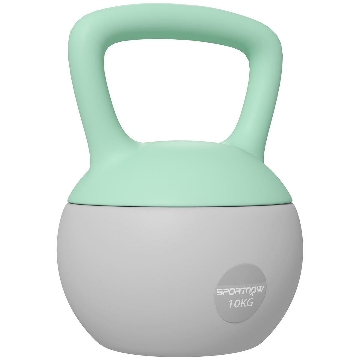 Kettlebell 10kg Manubrio con Impugnatura Antiscivolo per Fitness Bodybuilding Cardio, Grigio e Verde