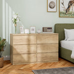 Commode 6 tiroirs meuble de rangement sans poignées design minimaliste 120 x 39 x 75 cm chêne