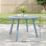 Petite table basse ronde, table d'appoint avec patins antidérapants, cadre en métal, pour jardin, Ø 70 x 42 cm, bleu