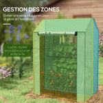 Serre de jardin avec 2 espaces et 2 portes enroulables - 0,8 m² Serre à tomates dim. 1L x 0,8l x 1,5H m, Acier et PE