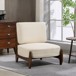Fauteuil salon van chenille, comfortabele slaapkamerfauteuil, dik kussen, gestoffeerde zitting, 72 x 73,5 x 81 cm, crème