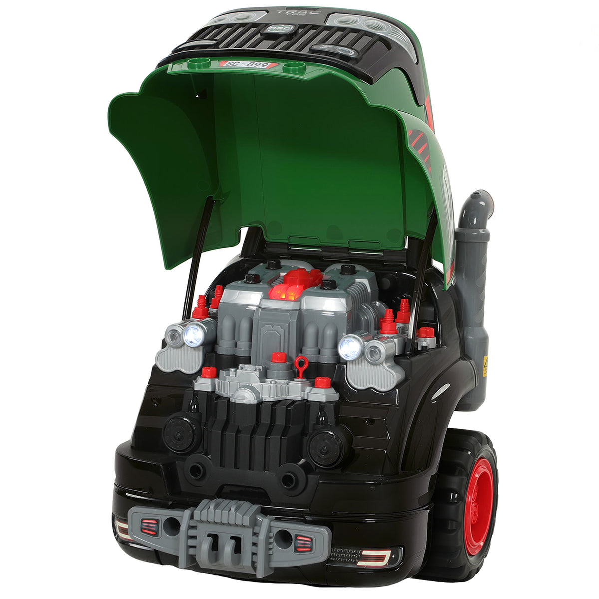Giocattolo Motore di Camion per Bambini, Camion Meccanico, Volante con Effetto Nebbia, Suoni e Luci per 3-6 Anni, Verde