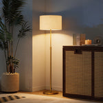 Lampadaire sur pied salon, lampe sur pied dimmable avec télécommande, abat-jour en lin, hauteur réglable 133-168cm, doré