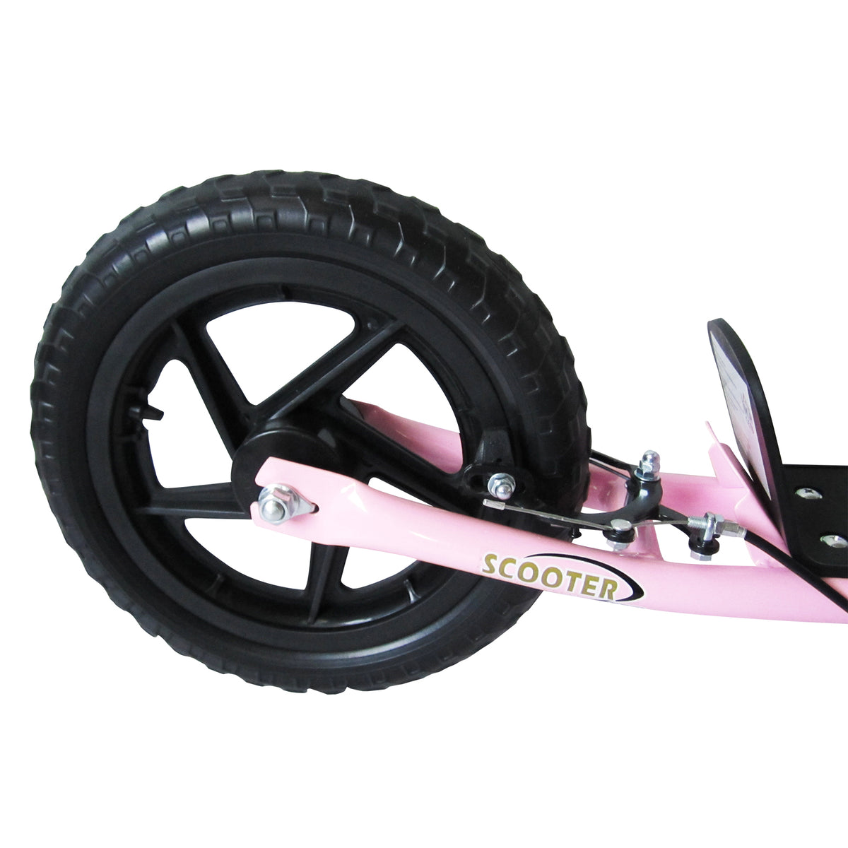 Kinderroller Cityroller 30 cm Luftreifen, höhenverstellbarer Lenker, Handbremse und Ständer, Stahl, für Kinder ab 5 Jahren, Pink