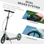 Trottinette pliable pour adultes +14 ans avec guidon réglable grandes roues de 20 cm amortisseur vert