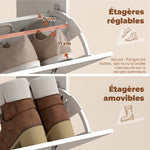 Meuble chaussure 8 paires, armoire à chaussures étroit avec tiroir et 2 portes abattants et étagère réglable, blanc