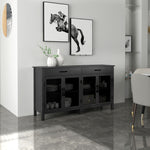 Lowboard Aufbewahrungsschrank 4 Türen mit verstellbaren Einlegeböden und 2 Schubladen Industrial-Stil 150 x 40 x 85 cm schwarz