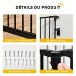 Barrière de sécurité parc enclos chien modulable pliable porte intégrée 300L max. x 74,5H cm métal PP noir