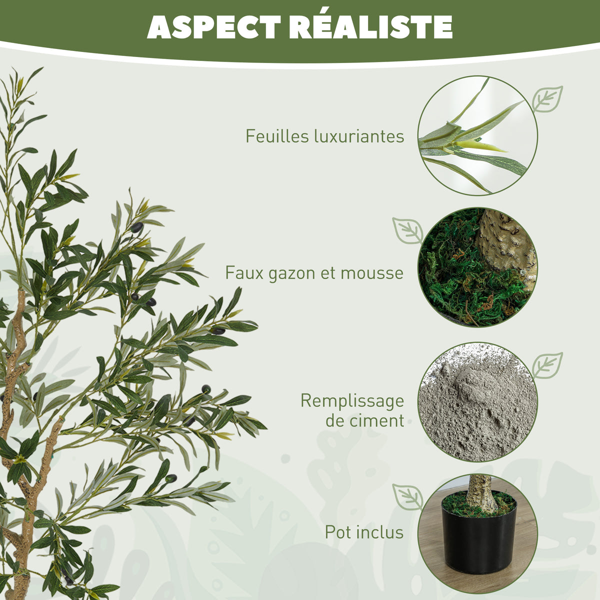 Olivier artificiel 150 cm plante artificielle intérieur, fausse plante décoration pour maison, bureau, salon, chambre