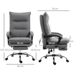 Fauteuil de bureau massant et chauffant, chaise de bureau, hauteur réglable, dossier inclinable, 66x74x121,5cm gris