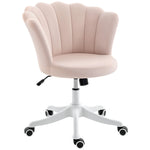 Chaise bureau en velours, chaise coiffeuse avec dossier en pétale, hauteur réglable, 69 x 64 x 80-90 cm, rose