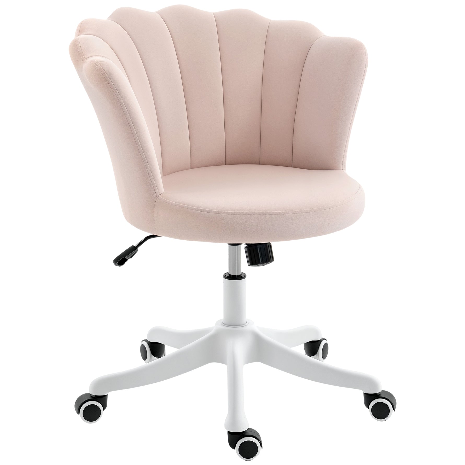 Chaise bureau en velours, chaise coiffeuse avec dossier en pétale, hauteur réglable, 69 x 64 x 80-90 cm, rose
