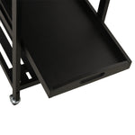 Chariot de Service desserte de Cuisine Table roulantes avec étagère rangement bouteille 60L x 40l x 85H cm Plateau en Acier INOX. Noir