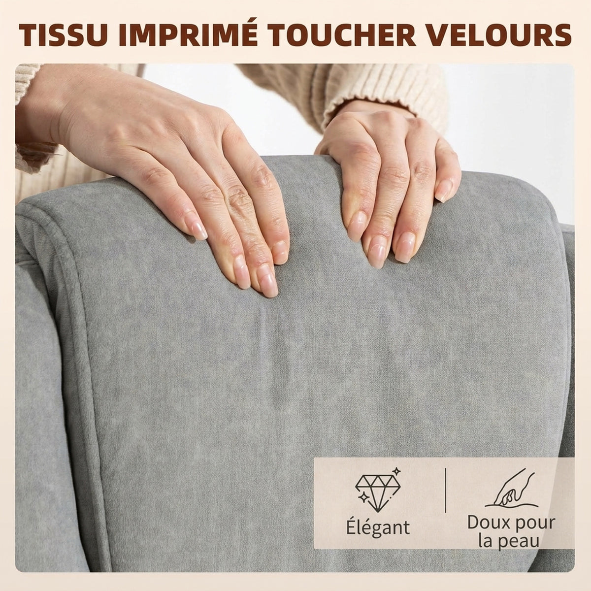 Fauteuil Bureau Massant Vibrant et Chauffant, Chaise Bureau Ergonomique en Velours Imprimé, Dossier Inclinable, Gris