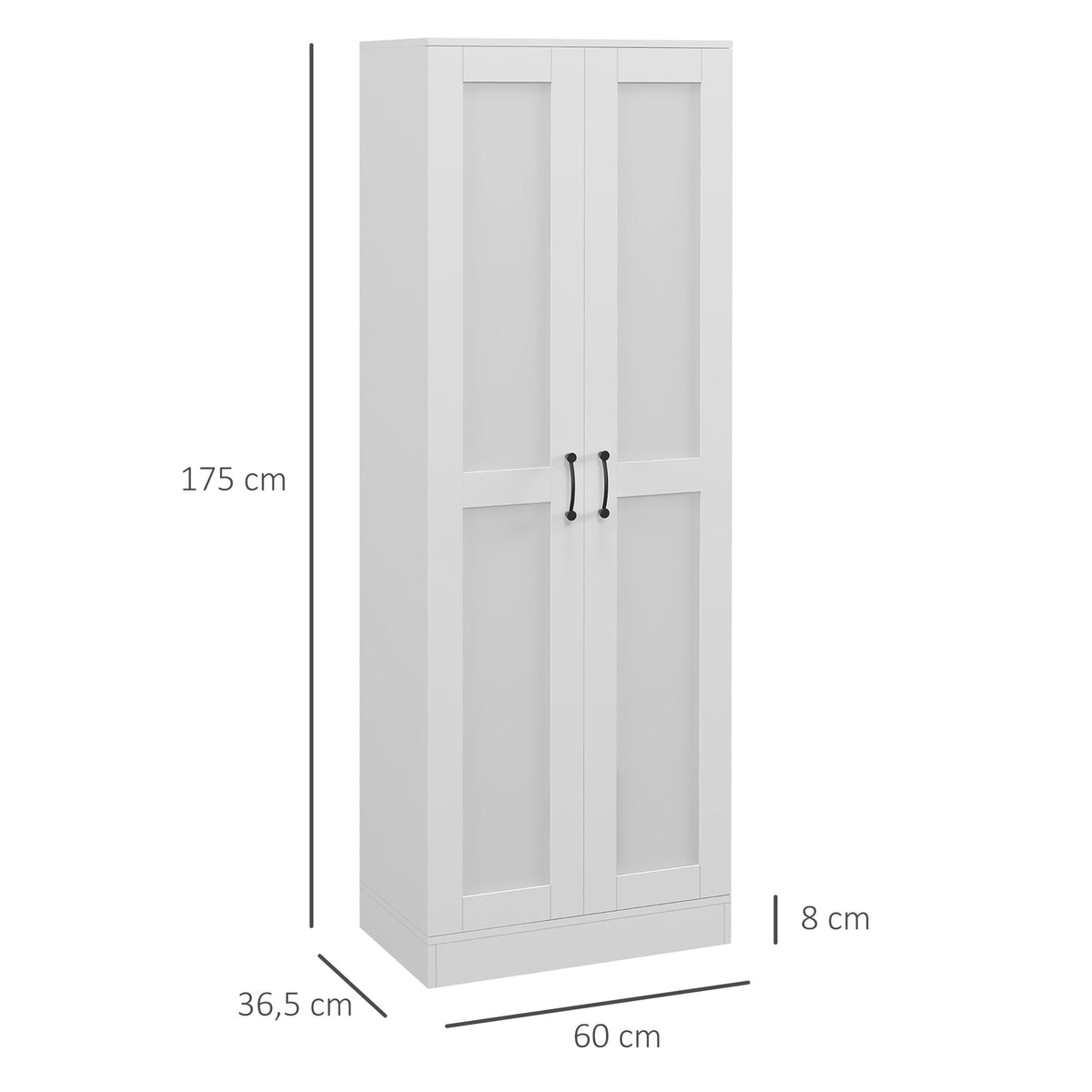 Armoire 2 portes meuble de rangement avec 5 étagères, style contemporain, 60L x 36,5l x 175H