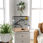 Cage hamster cage rongeur 3 niveaux avec roue rampes maisonnette abreuvoir mangeoire 60L x 40l x 54,5H cm noir