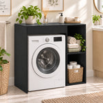 Mueble para lavadora, armario para lavadora y secadora con 2 compartimentos abiertos, 96 x 60 x 90,5 cm, negro