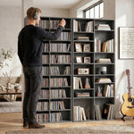 Rangements pour CD et DVD 18 compartiments capacité max. 640 CD/360 DVD 430 Blu-ray 78,5 x 24 x 175 cm gris clair