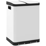 Sukaldeko zaborrontzia, 2 x 30L, metalezko pedalarekin, 2 konpartimentu, ixte leuneko estalkia, 60L, zuria