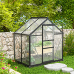Serre de jardin polycarbonate 190 x 132 x 201 cm résistant aux UV 30+ fondation renforcé gouttière gris