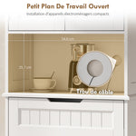 Buffet cuisine, armoire de cuisine avec 4 portes, tiroir, compartiment ouvert et étagères réglables, 60x30x172cm, blanc