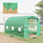 Serre tunnel de jardin 8 m², serre de jardin tunnel avec porte et 6 fenêtres, bâche PE 140 g/m² 400 x 200 x 200 cm vert