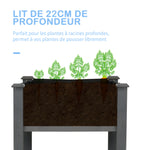 Jardinière sur Pieds Potager dim. 122,5L x 56,5l x 76H cm Inserts d'irrigation + Feutre de Drainage Bois Massif Sapin