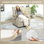 Electric Massage and Heating Recliner Armchair in Velvet, Ultra-Quiet, Reclining, USB Port, 82x99x106cm, Beige