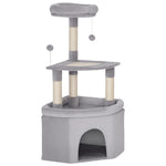 Arbre à chat tour de jeux pour chats griffoirs sisal, plate-forme, niche, tissu peluche, balles, 49x49x114cm gris clair