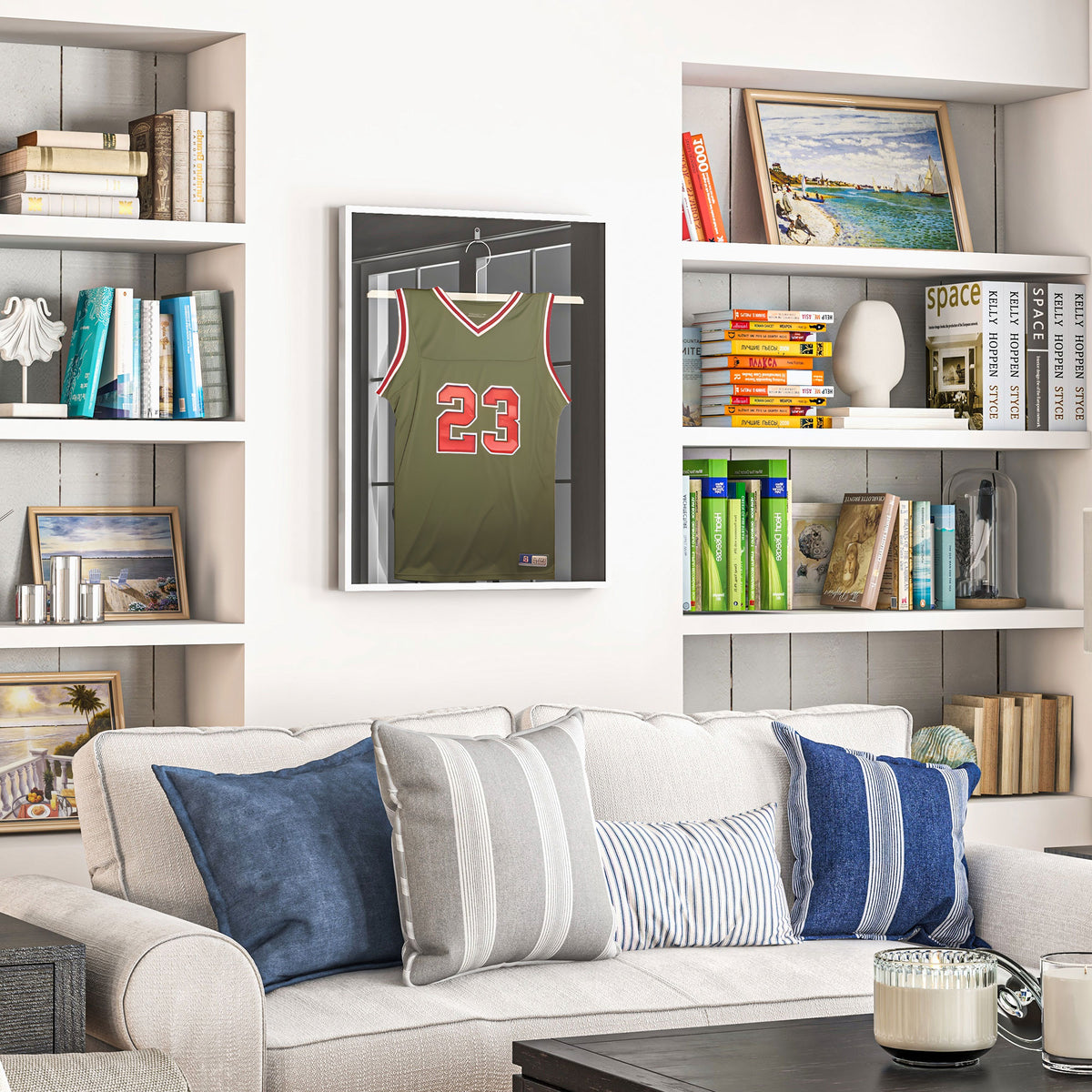 Frame box T-frame cadre aluminium pour maillot porte acrylique doublure interne feutre 70 x 90 cm