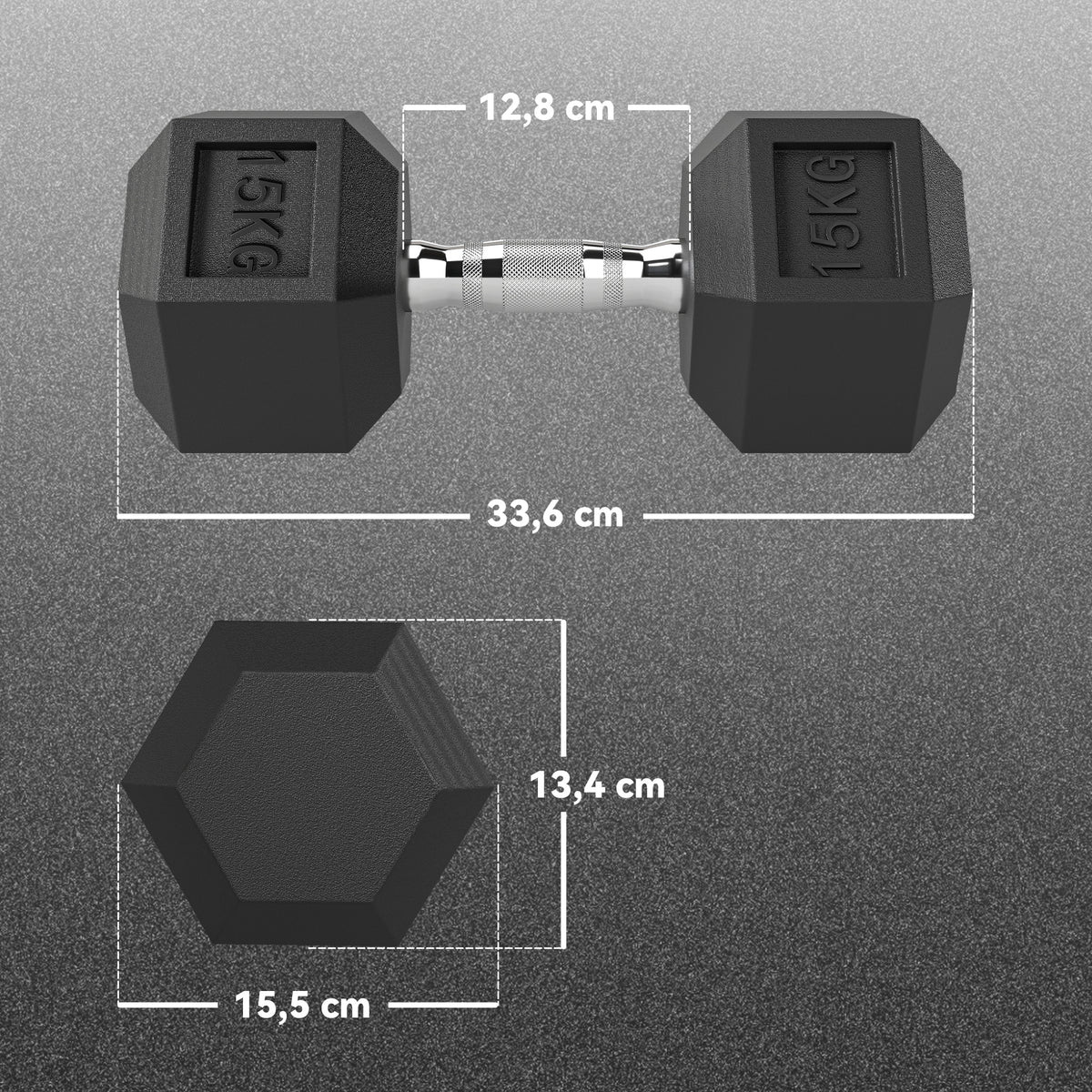Juego de 2 mancuernas de 30 kg, mancuerna hexagonal para entrenamiento muscular y halterofilia, negro