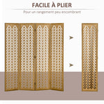 Paravent en bois ajouré séparateur de pièce closion intérieur pliable 4 panneaux en bois 160 x 170 cm naturel