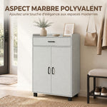 Meuble à Chaussures, Armoire à Chaussures avec 2 Portes, Tiroir, 5 Compartiments et Étagères Réglables, Gris