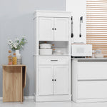 Buffet de cuisine armoire de cuisine multi-rangements 2 placards 2 portes tiroir niche MDF panneaux particules E1 blanc