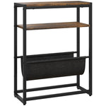 Tavolino da divano con ripiano e portariviste struttura in acciaio design industriale - 43L x 18P x 56A cm