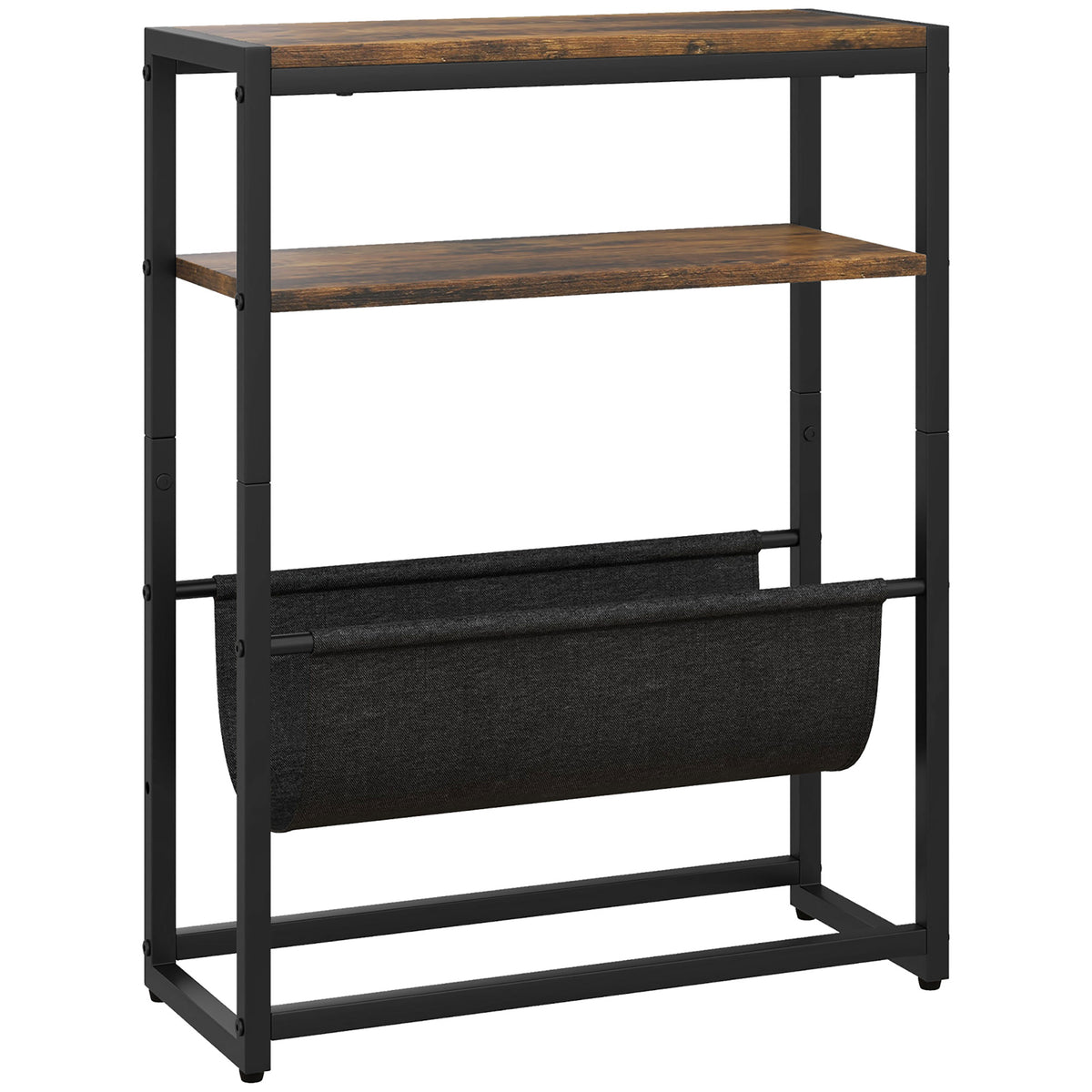 Tavolino da divano con ripiano e portariviste struttura in acciaio design industriale - 43L x 18P x 56A cm