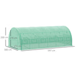 Serre de jardin serre tunnel 18 m² avec porte, parois latérales enroulables 12 fenêtres acier PE  4 x 3 x 2 m vert