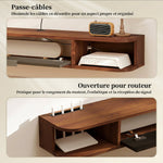 Meuble TV Suspendu, Meuble Télé pour Téléviseur jusqu'à 50 Pouces, Tiroir Rabattable, 2 Étagères, 120x24x16cm, Noyer