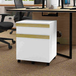 Caisson de bureau à roulettes avec 2 tiroirs coulissants trieur à dossiers 48 x 40 x 59,5 cm blanc