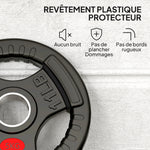 Disques de Poids en Acier 10 kg, Finition PVC, Plaques de Poids 2 x 5 kg, 3 Poignées, Trous de Ø 50 mm, Noir