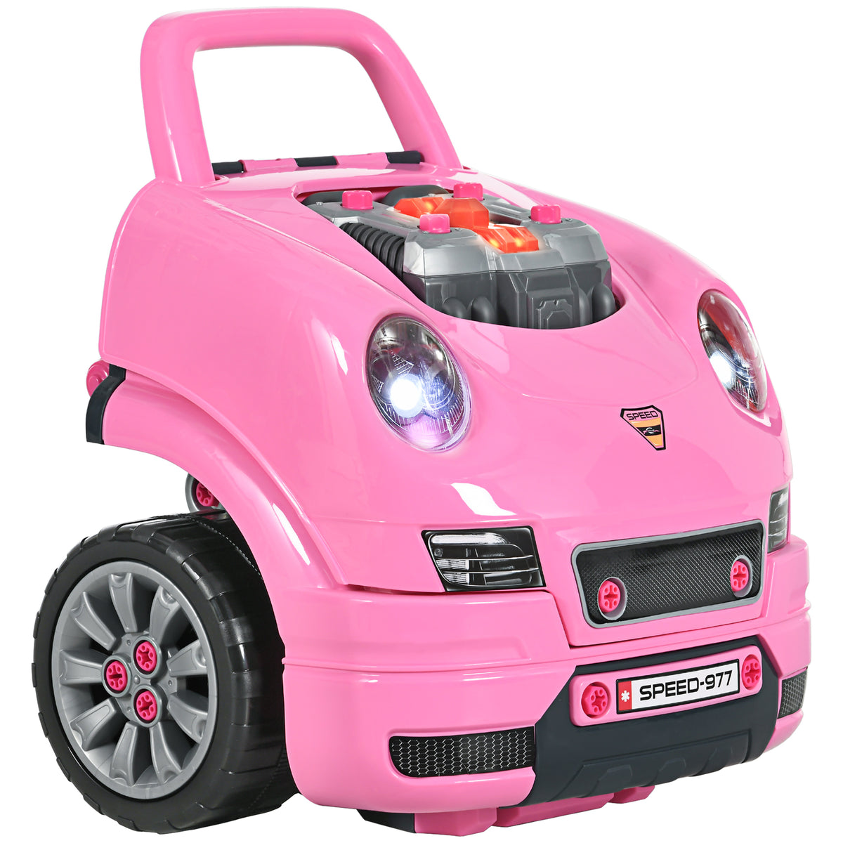 Camion mécano 2 en 1 jouet bricolage enfant jeu d'imitation mécanicien nombreux qccessoires total de 61 pièces rose