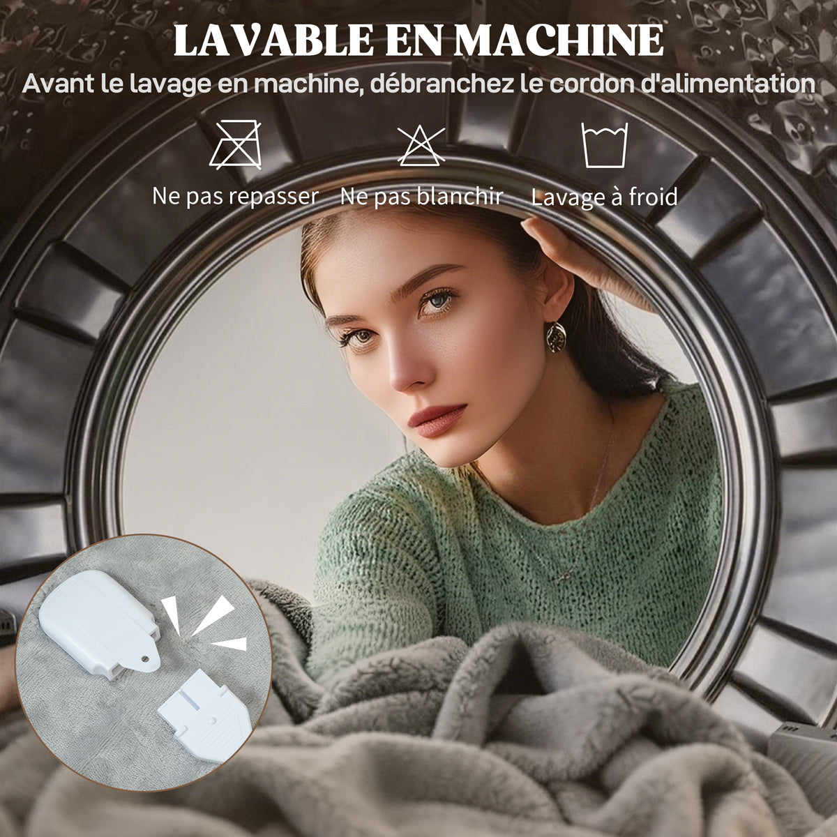 Coperta termica, plaid riscaldante, 9 livelli di calore, timer 9 ore, lavabile in lavatrice, 180x130cm, grigio