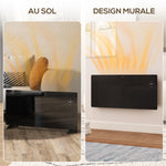 Radiateur électrique au sol ou mural 2000W affichage LED, minuterie 24 heures ou hebdomadaire, thermostat, télécommande