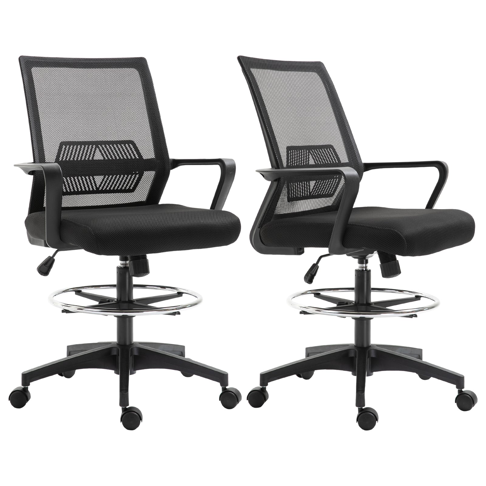 Lot de b2 fauteuils de bureau chaise de bureau assise haute réglable dim. 64L x 59l x 104-124H cm