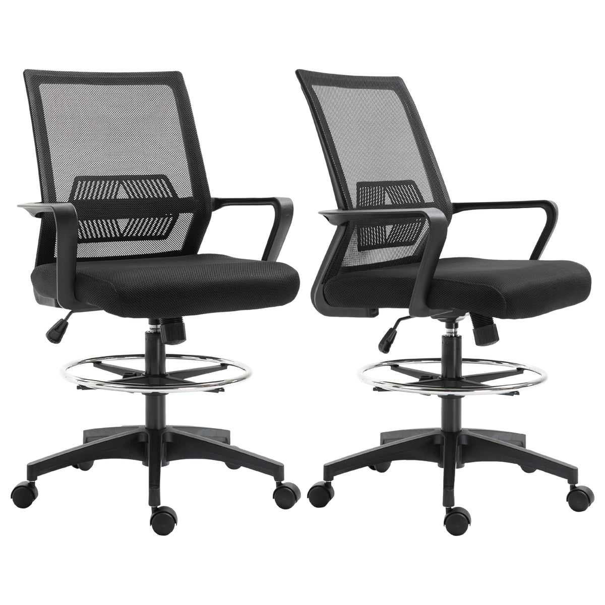 Lot de b2 fauteuils de bureau chaise de bureau assise haute réglable dim. 64L x 59l x 104-124H cm