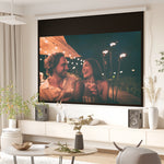 Écran vidéoprojecteur 100 Pouces, 16:9 4K HD écran de projection motorisé et électrique, écran de projection tv et home cinéma, montage mural ou plafond, panneau de commande et télécommande