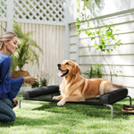 Lit surélevé pour chien rafraichissant, lit de camp pour chiens intérieur extérieur portable, 130 x 90 x 30 cm, noir