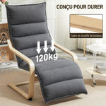 Fauteuil salon, fauteuil d'appoint rembourré en velours, repose-pieds réglable, structure en acier, 67x93x105cm, gris foncé