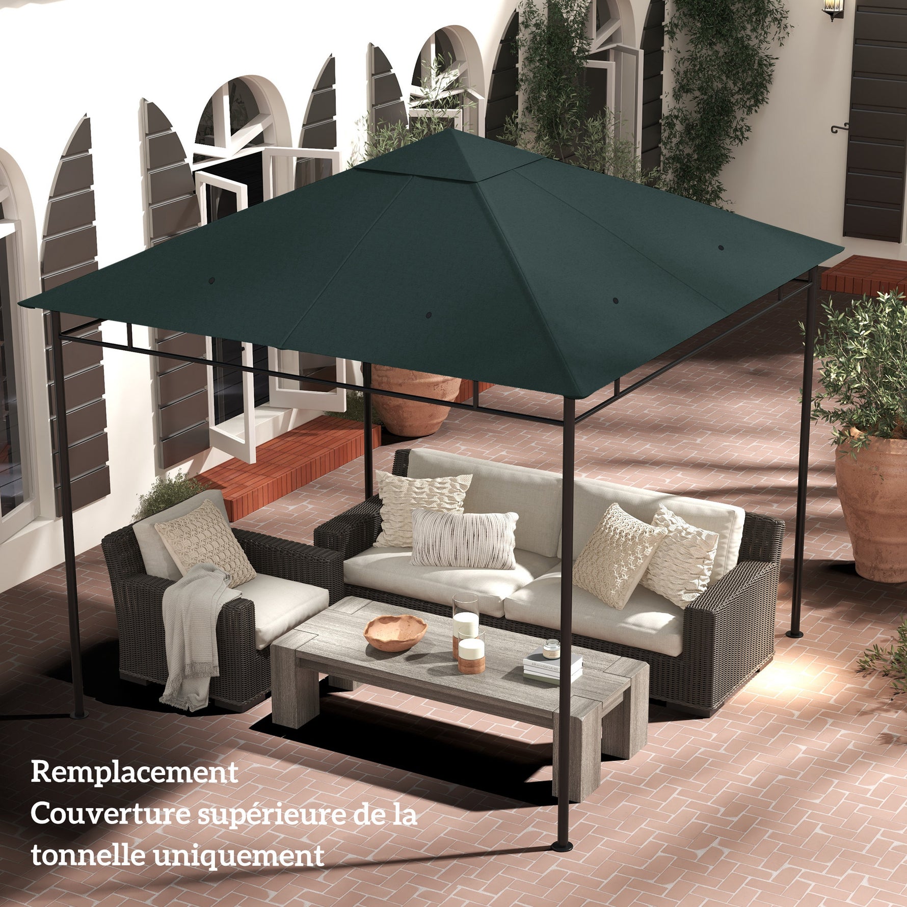 Toile de rechange pour pavillon tonnelle tente toit de remplacement gazebo de jardin tissu polyester 180 g/m²